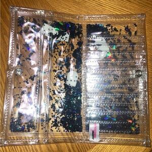 Electric bubblegum Clear Star Glitter Trifold Wallet - Pink